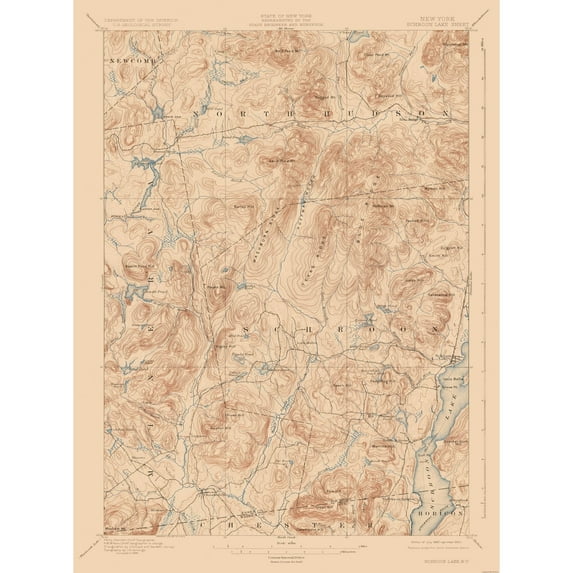 Topographical Map - Schroon Lake New York Sheet - USGS 1897 - Vintage Wall Art