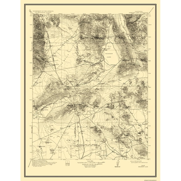 Topographical Map - Searles Lake California Quad - USGS 1915 - 23 x 29.75 - Vintage Wall Art