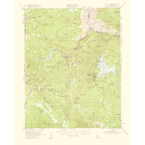 Topographical Map - Shaver Lake California Quad - USGS 1959 - Vintage Wall Art