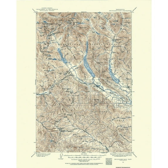 Topographical Map - Snoqualmie Pass Washington Quad - USGS 1901 - Vintage Wall Art
