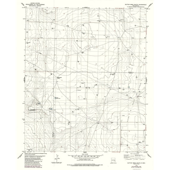 Topographical Map - South Button Mesa New Mexico Quad - USGS 1979 - 23 x 28.45 - Vintage Wall Art