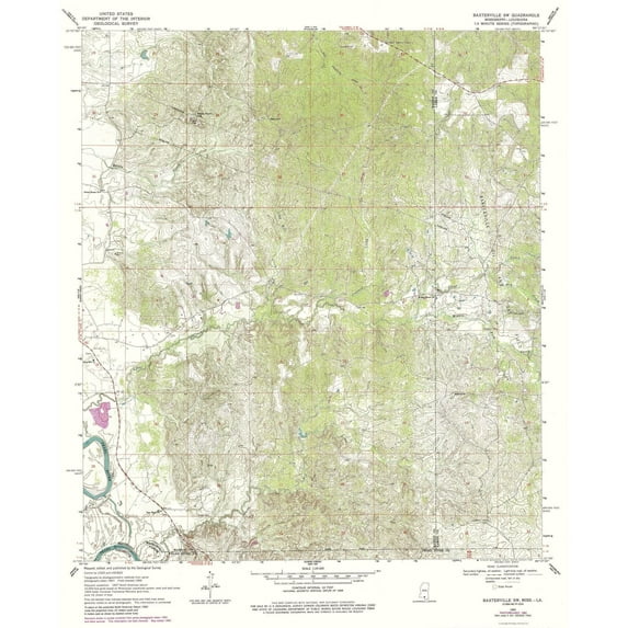 Topographical Map - South West Baxterville Mississippi Quad - USGS 1969 - 23 x 28.39 - Vintage Wall Art