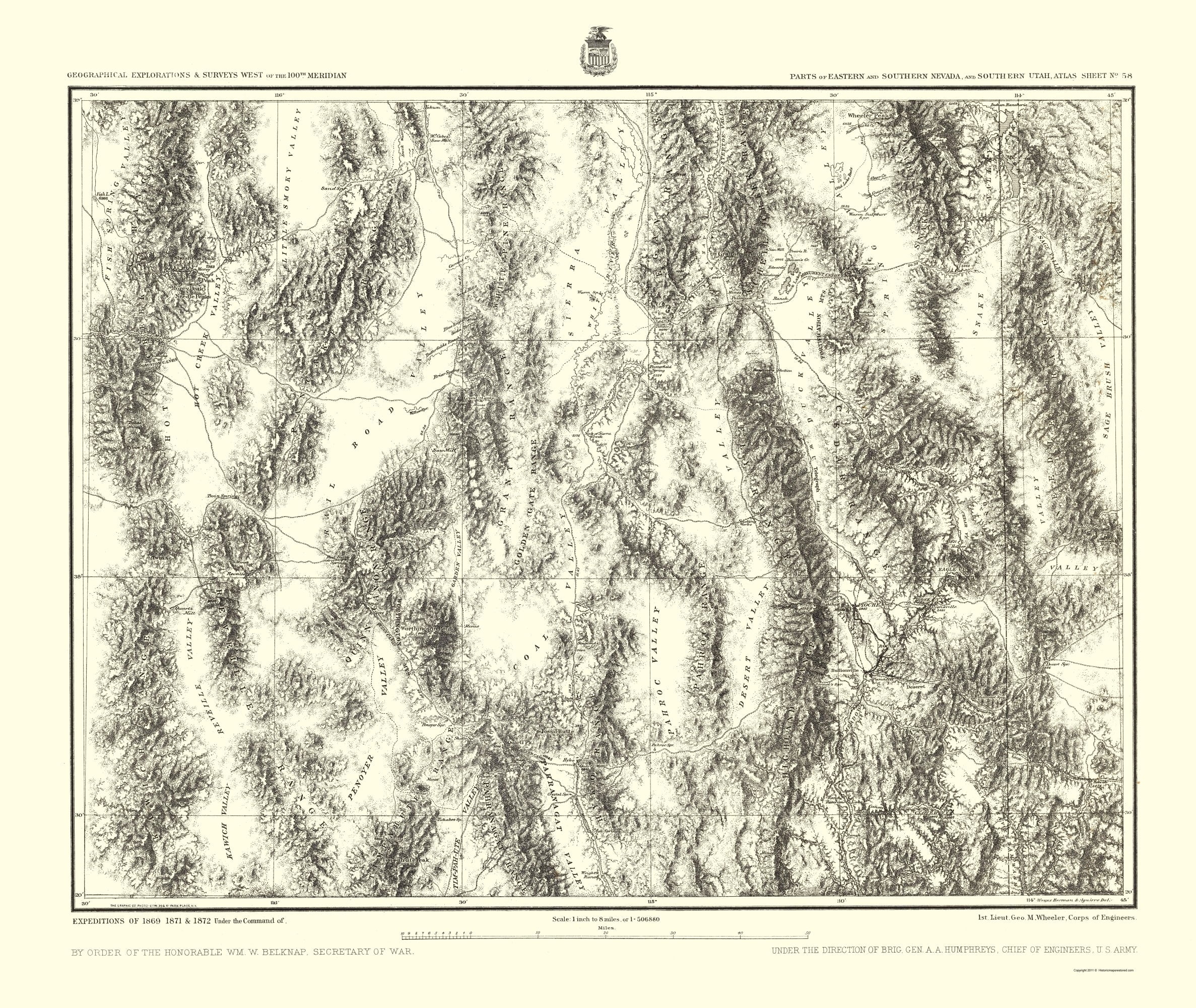 Topigrafical Topographical Map - Southeastern Nevada Southern Utah Sheet - US Army ...