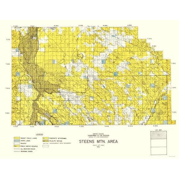 Topographical Map - Steens Mountain North Oregon - DOI 1970 - 23 x 29.61 - Vintage Wall Art