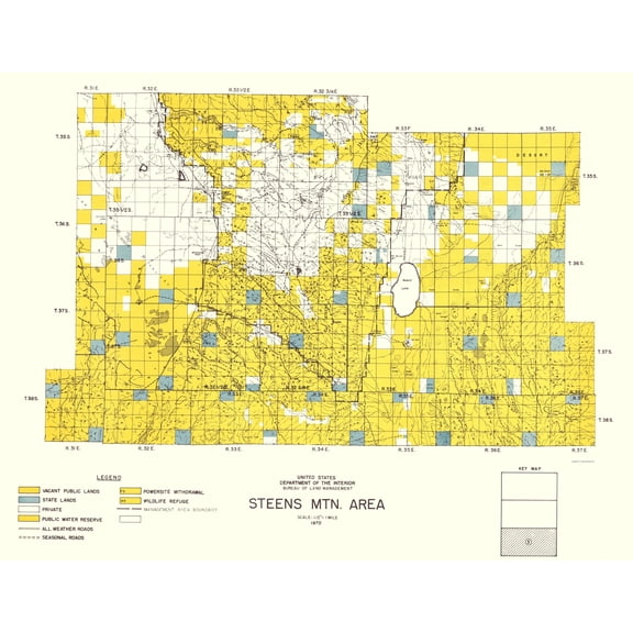 Topographical Map - Steens Mountain Southern Oregon - DOI 1970 - 23 x 29.77 - Vintage Wall Art