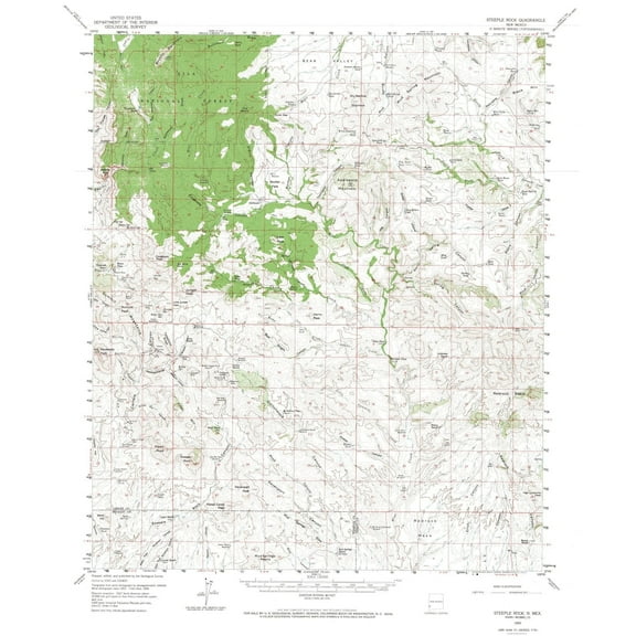 Topographical Map - Steeple Rock New Mexico Quad - USGS 1959 - 23 x 28.01 - Vintage Wall Art