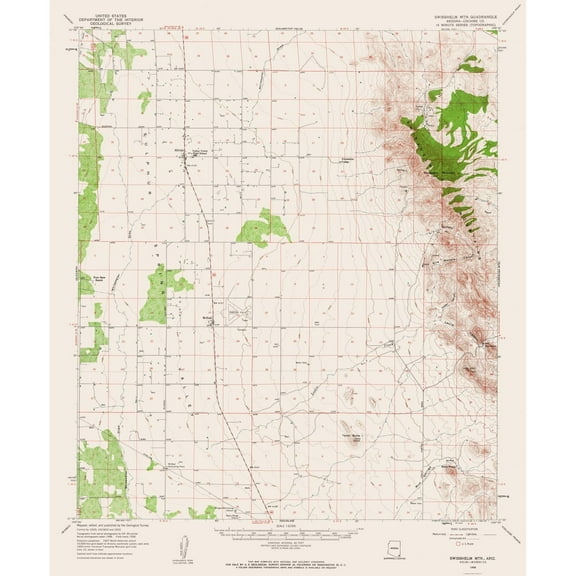 Topographical Map - Swisshelm Mountain Arizona Quad - USGS 1958 - 23 x 27.79 - Vintage Wall Art