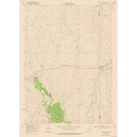 Topographical Map - Taylor Ranch Wyoming Quad - USGS 1954 - 23 x 32.15 - Vintage Wall Art