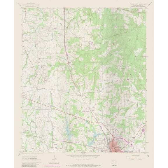 Topographical Map - Teague Texas North Quad - USGS 1963 - 23 x 27.62 - Vintage Wall Art