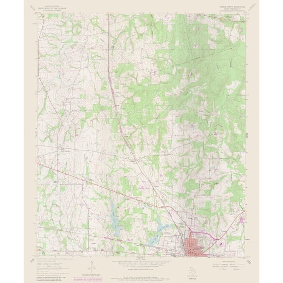 Topographical Map - Teague Texas North Quad - USGS 1963 - Vintage Wall Art