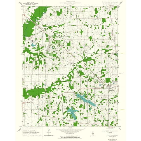 Topographical Map - Thompsonville Illinois Quad - USGS 1963 - 23 x 29.30 - Vintage Wall Art
