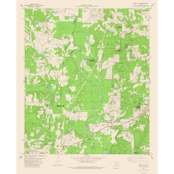 Topographical Map - Todd City Texas Quad - USGS 1982 - 23 x 28.32 - Vintage Wall Art