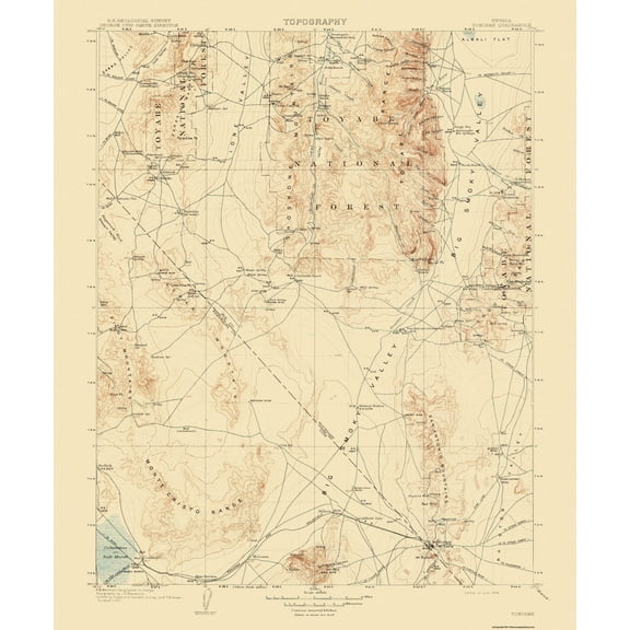 Topographical Map - Tonopah Nevada Quad - USGS 1908 - 23 x 27.68 - Vintage Wall Art