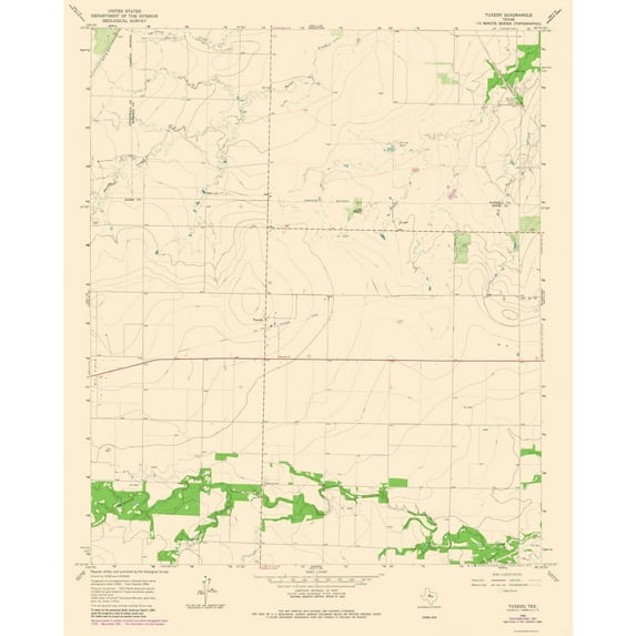 Topographical Map - Tuxedo Texas Quad - USGS 1965 - Vintage Wall Art