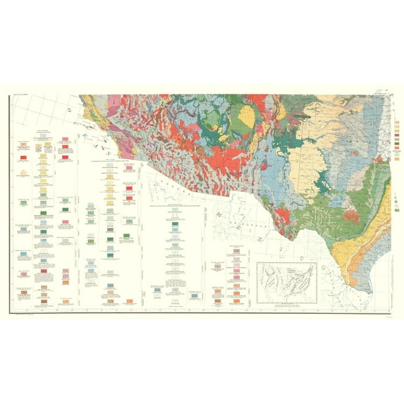 Topographical Map - United States Southwest - USGS 1960 - 23 x 39.46 - Vintage Wall Art