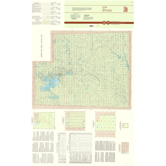 Topographical Map - Utah Index Quad - USGS 1996 - 23 x 37.13 - Vintage Wall Art