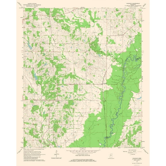 Topographical Map - Vaughan Mississippi Quad - USGS 1964 - 23 x 28.65 - Vintage Wall Art