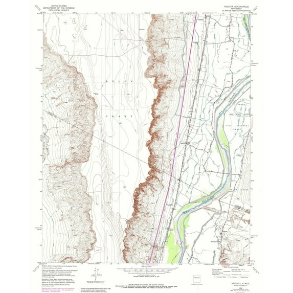 Topographical Map - Veguita New Mexico Quad - USGS 1952 - Vintage Wall Art