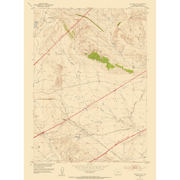 Topographical Map - Waltman Wyoming Quad - USGS 1952 - Vintage Wall Art