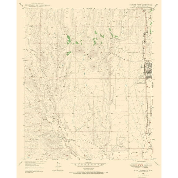 Topographical Map - West Hurley New Mexico Quad - USGS 1949 - 23 x 28.25 - Vintage Wall Art