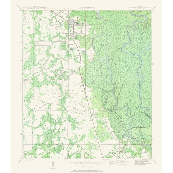 Topographical Map - Wewahitchka Florida Quad - USGS 1944 - Vintage Wall Art