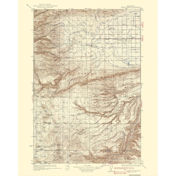 Topographical Map - White Swan Washington Quad - USGS 1937 - Vintage Wall Art