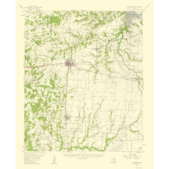 Topographical Map - Whitesboro Texas Quad - USGS 1959 - 23 x 28.18 - Vintage Wall Art