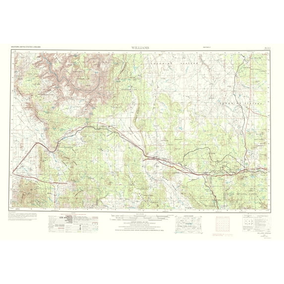 Topographical Map - Williams Arizona Sheet - USGS 1972 - Vintage Wall Art