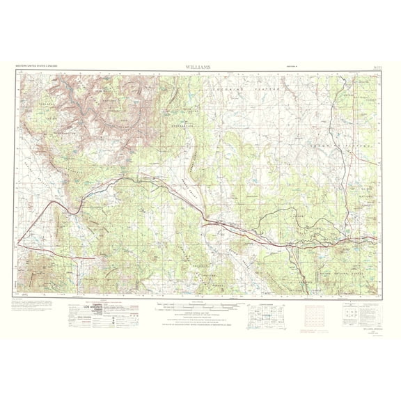 Topographical Map - Williams Arizona Sheet - USGS 1972 - Vintage Wall Art