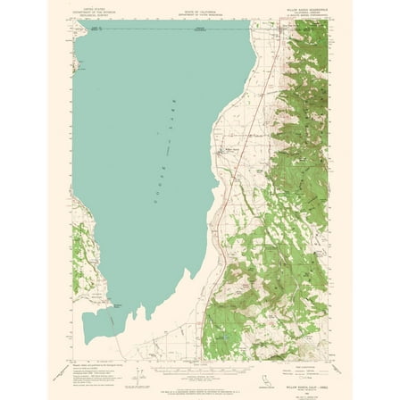 Topographical Map - Willow Ranch California Quad - USGS 1962 - 23 x 30.16 - Vintage Wall Art