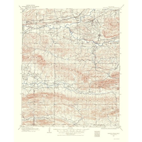 Topographical Map - Winding Stair Oklahoma Quad - USGS 1960 - 23 x 28.51 - Vintage Wall Art
