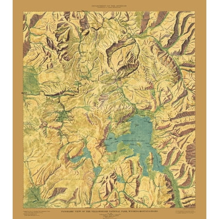 Topographical Map - Yellowstone National Park Sheet - USGS 1915 - Vintage Wall Art price history and forecast - MAPS OF THE PAST