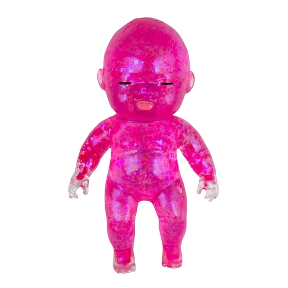 Topoo Glitter Translucent Humanoid Figure Stress Management Tool Event Accessory Celebration Souvenir 3.94 Inch(Hot Pink)