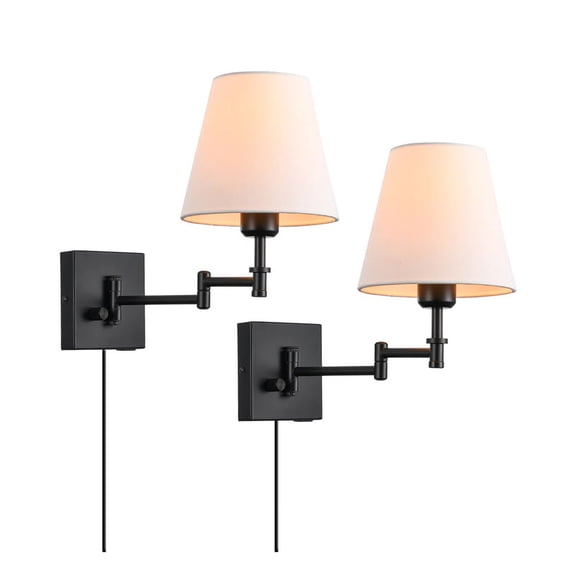 Topotdor Plug-in/Hardwired Wall Sconce Set of 2,Swing Arm Wall Lights with Plug in Cord,Wall Lamp for Bedroom Decor Living Room Hallway