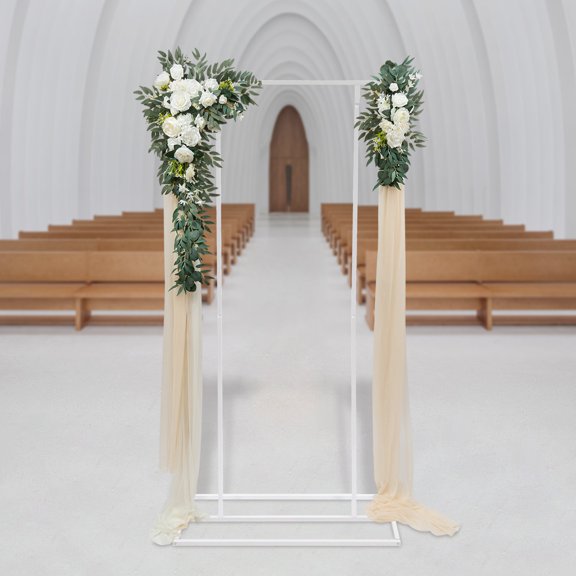 ToppiJoy 1*2m Balloon Wedding Backdrop Stand, Metal Balloon Frame Stand, Garden Floral Balloon Decoration, Wedding Sign Floral Ceremony Decorations, Reception(White)