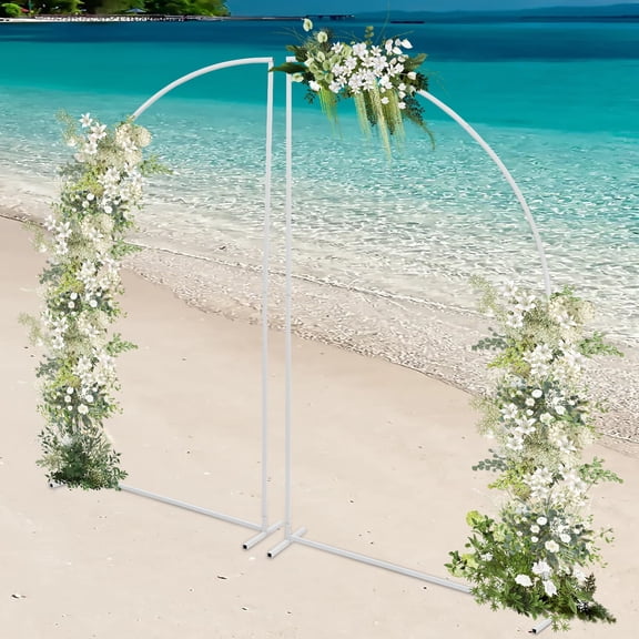 ToppiJoy 1.8m Wedding Arch Backdrop Stand, Set of 2 Wedding Arches for Ceremony Square Metal Balloon Arch Stand for Wedding Birthday Party Background Decoration (White)