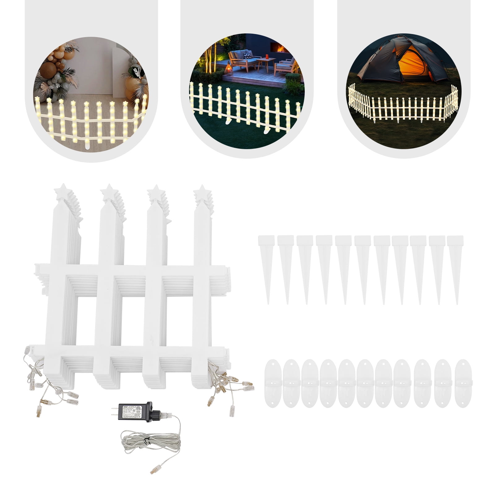 ToppiJoy 10 Pack LED Lighted Garden Fence, Christmas Tree Fence Lights, Decorative Lighted Fence for Landscape Patio Yard Pet Barrier