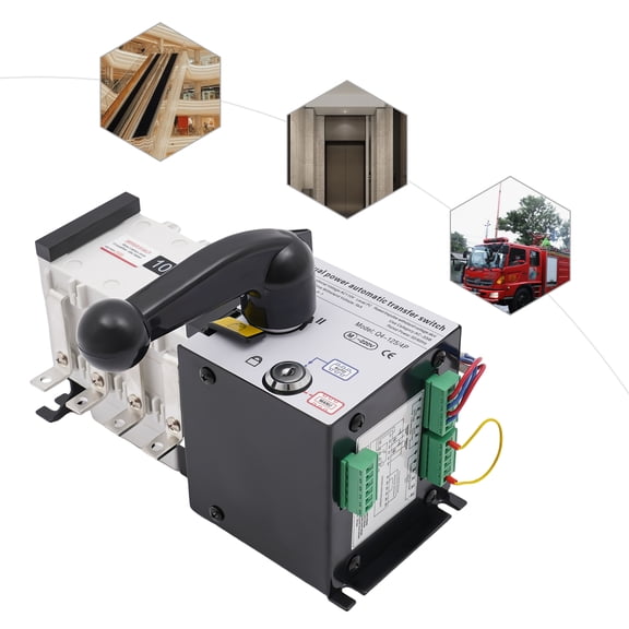 ToppiJoy 100A 4P Automatic Transfer Switch - Dual Power Generator Changeover Switch, White & Black Generator Transfer Switch for Outdoor Use, Manual/Auto Mode