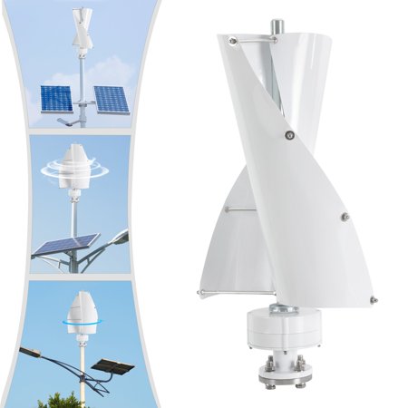 ToppiJoy 100W 12V Vertical Axis Wind Turbine Generator No Noise, Permanent Magnet Generator with Controller, Wind Turbine Power Generation for Home Street Lighting (White)