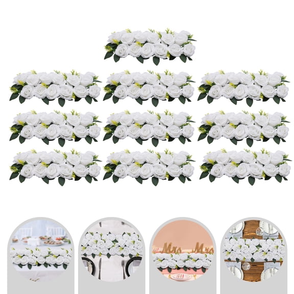 ToppiJoy 10Pcs Wedding Dining Table Flower Centerpiece, Artificial Rose Flowers Arrangements, Table Runner Road Lead Decorations Floral Centerpiece, for Party Table Decor 19.69*9.84 in