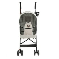 ToppiJoy 10kg/22lbs 4 Wheels Pet Dog Stroller Travel Carriage with Cup Holder & Rear Pocket(Gray)