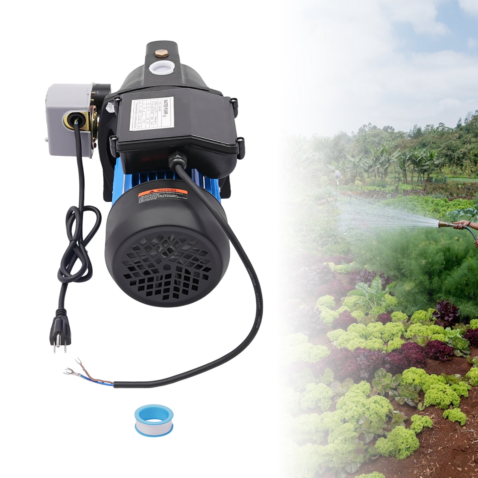 ToppiJoy 110V 0.75HP Shallow Well Pump with Ejector Kit Cast Iron Jet Water Pump, Well Depth Up to 25ft, Automatic Pressure Switch, Water Pump for Farm Lawn Garden