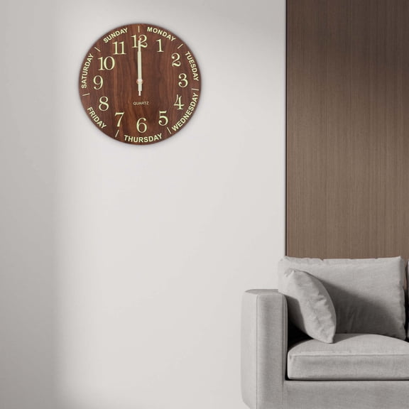 ToppiJoy 12'' Luminous Wall Clock, Wall Clock Glow in Dark Quartz, Non-Ticking Silent Clock with Night Light, for Living Room, Office, Bedroom
