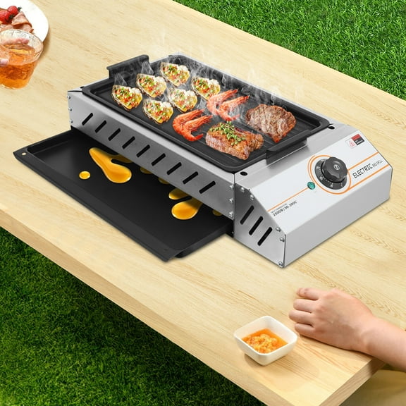 ToppiJoy 122-572F Electric Griller, Adjustable Temperature Control Teppanyaki Flat Grill for Outdoor Cooking Kitchen and Patio Backyard Barbecue