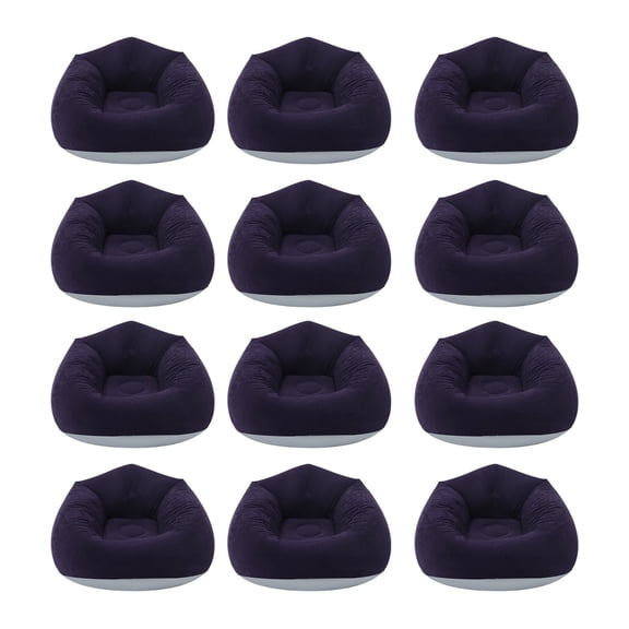 ToppiJoy 12pcs Portable Cozy Inflatable Bean Bag Chair, Flocking Sofa for Indoor Outdoor (Deep Blue)
