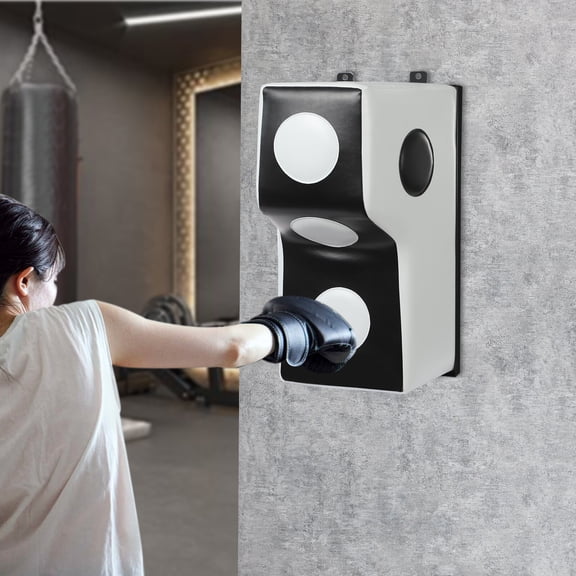 ToppiJoy 15.7*11.8*27.5in Wall Mount Punching Bag, Boxing Training Wall Target, Boxing Training Equipment for Hooks, Uppercut Boxing Bag(White, Black)