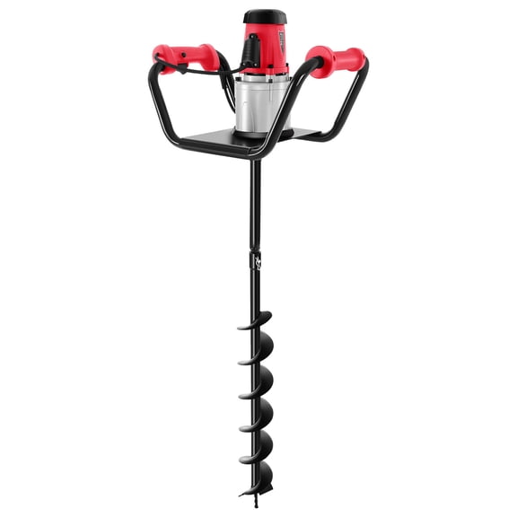 ToppiJoy 1500W 110V 1.6HP Electric Post-Hole Digger, Electric Auger Digging Drill Post Hole Digger Earth Auger Drill, 12" Extension Rod for Digging Drilling Tree Planting Fence Planting