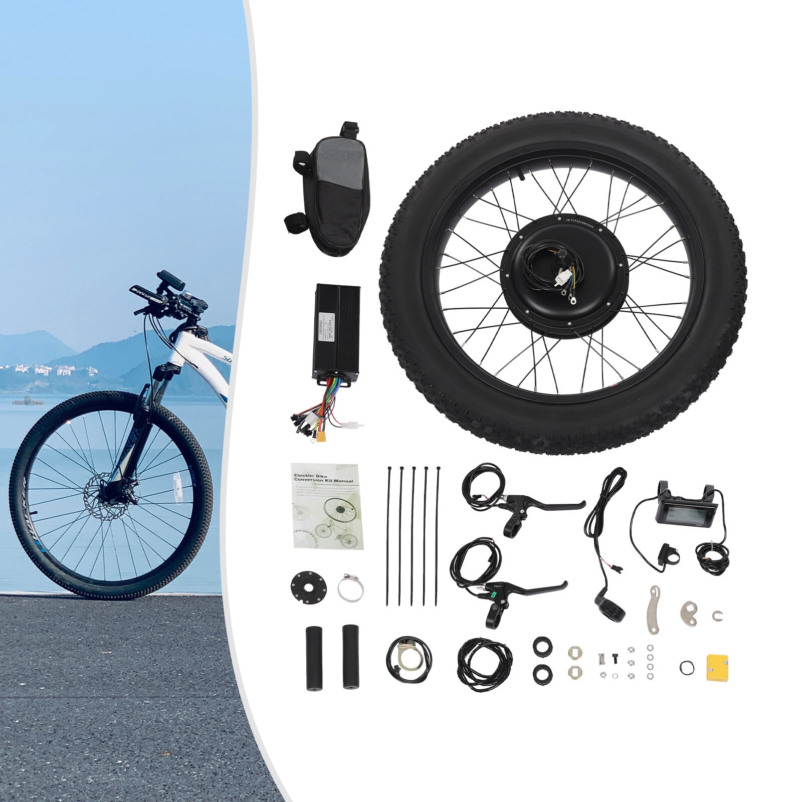 fat tire electric bicycle conversion kit 1000w 1500w 2000w Ebike with KT LCD3 or LCD8 theebikemotorkit bike to Ebike conversion kit the waterproof design ensures durability and reliable performance in all weather conditions ToppiJoy 1500W 48V Electric Bike