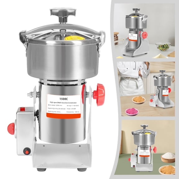ToppiJoy 1500g Electric Grain Mill Grinder, 4100W Commercial Grinders, Stainless Steel Pulverizer Powder Machine for Rice, Wheat, Corn, Spices