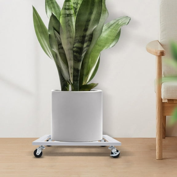 ToppiJoy 16 Inch Plant Caddy, Plant Stand Square Plant Dolly with Lockable Caster Wheels Heavy Duty Plant Dolly Base for Indoor Outdoor Holds up 150lbs(White)